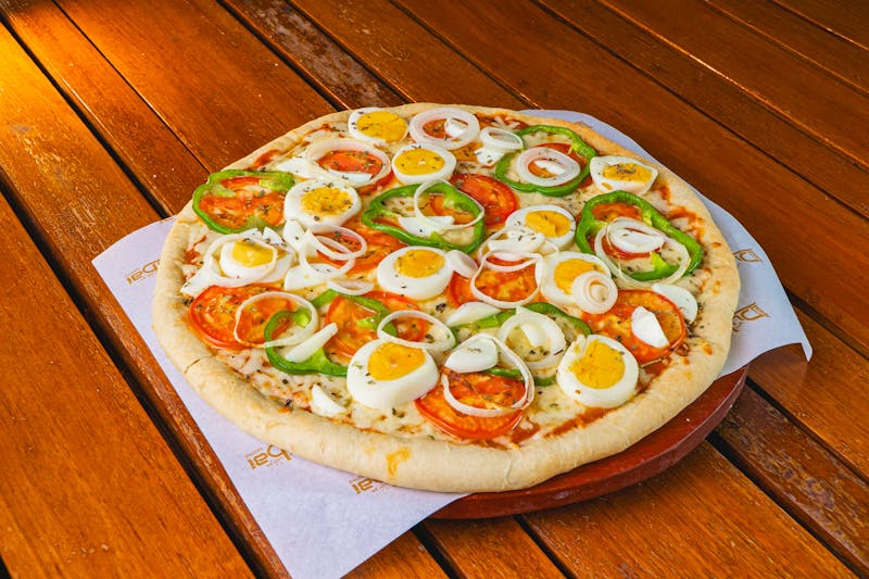 Vegetarian supreme pizza with garden fresh vegetables